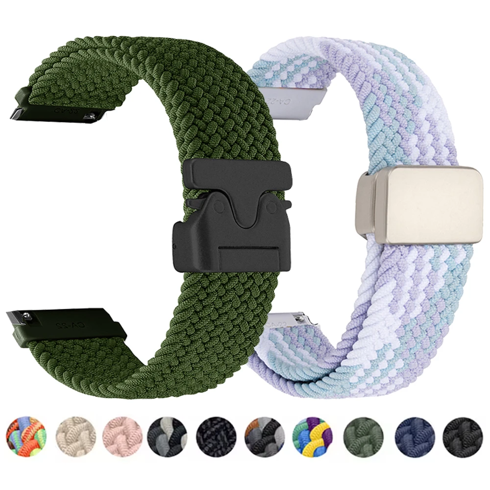 20 22 mm Magnetverschluss für Samsung Galaxy Watch 7 6 5 4 elastisches Nylonband 40/44 mm 5Pro Active 2 Gear S3 geflochtene Armbänder Image