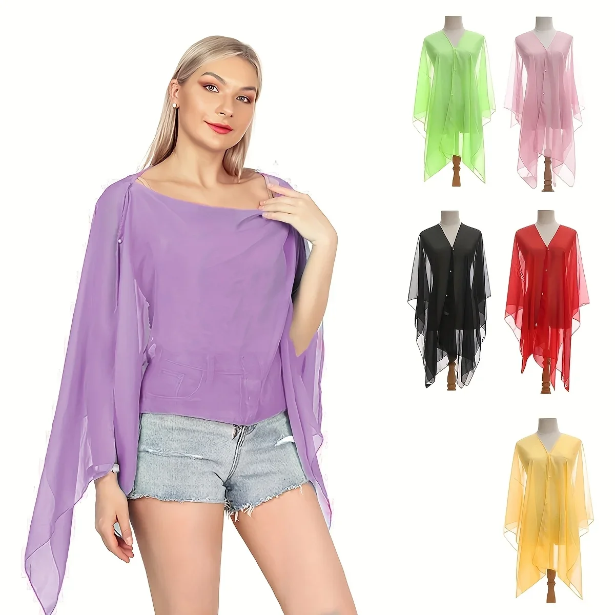 Trendiger, vielseitiger Schal, Seidenschal, Damen-Sommer-Multifunktionsmantel, vielseitiger Sonnenschutzmantel, Schal, Strand-Sonnencreme Image