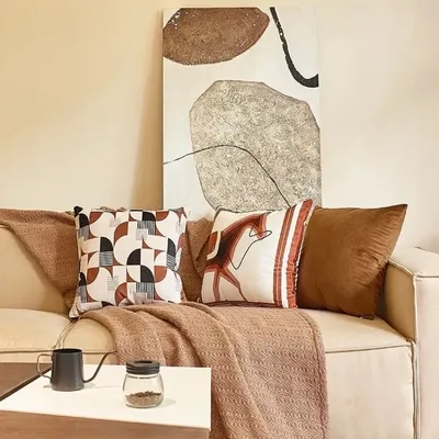 Nordic Maillard Stil Weiche Kurze Samt Kissenbezug Wohnzimmer Sofa Schlafzimmer Kissen Kissen Image