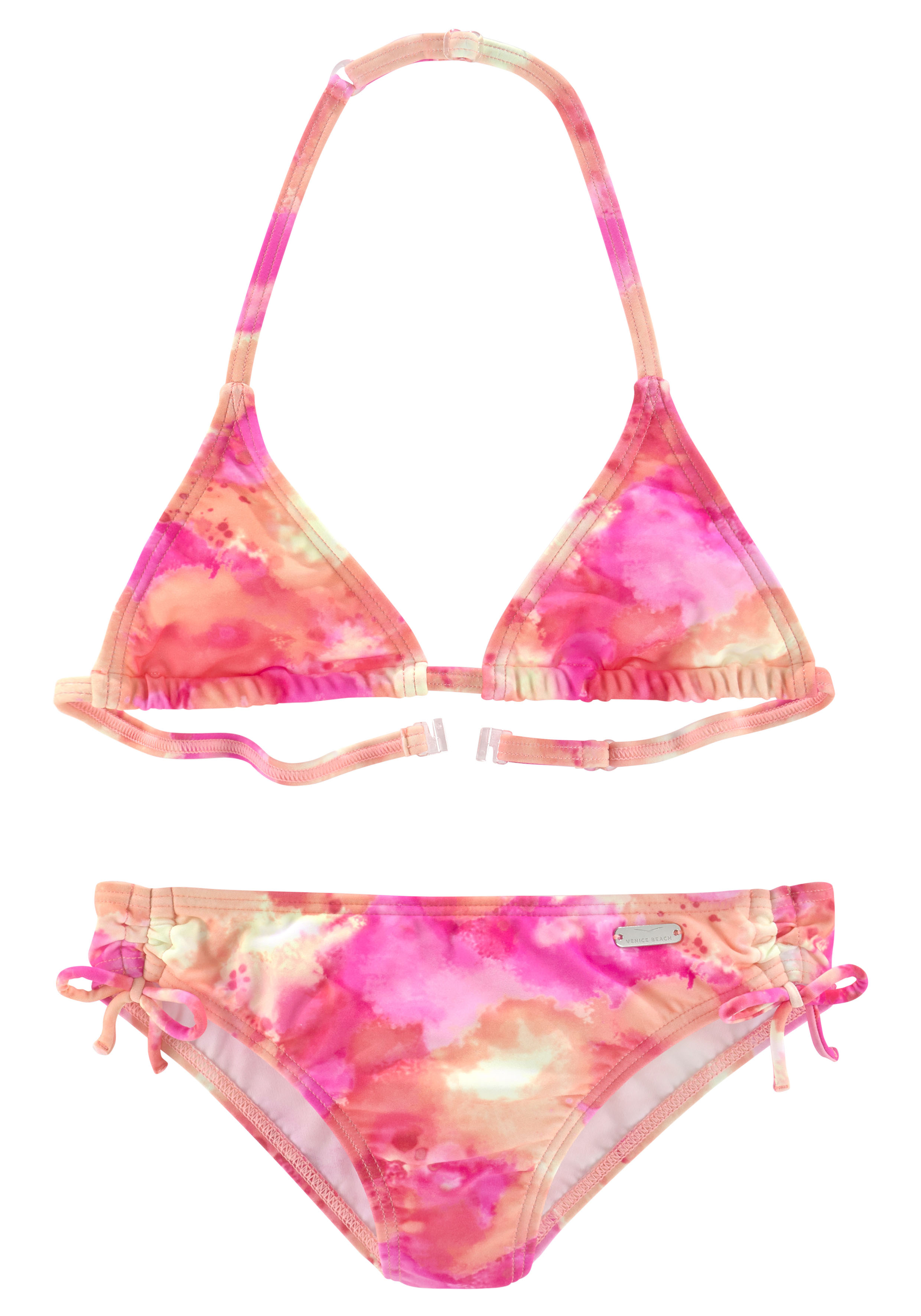 Triangel-Bikini VENICE BEACH "Epica Kids", Kinder, Gr. 122/128, N-Gr, bunt (bunt, pink), Recycling-Polyamid, bedruckt, Bikini-Sets, im Neondruck Image