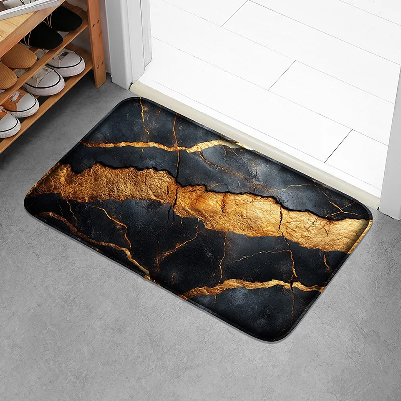 Rutschfeste Eingangsmatte mit Marmor-Druck, umweltfreundlich, dick, Bodenmatte, vielseitige Innen- und Außendekormatte, leicht zu reinigen, 10 mm Dicke Image