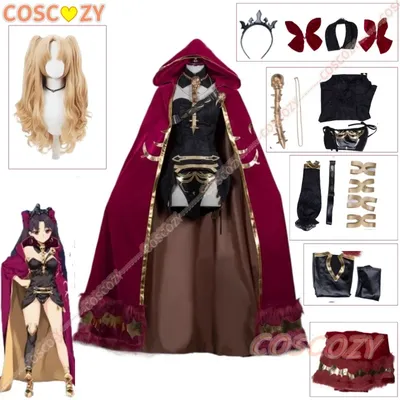 Anime Cosplay Kostüm Perücke Kopfbedeckung Fgo Ereshkigal Cosplay Full Set Uniform mit Robe Kostüm Image