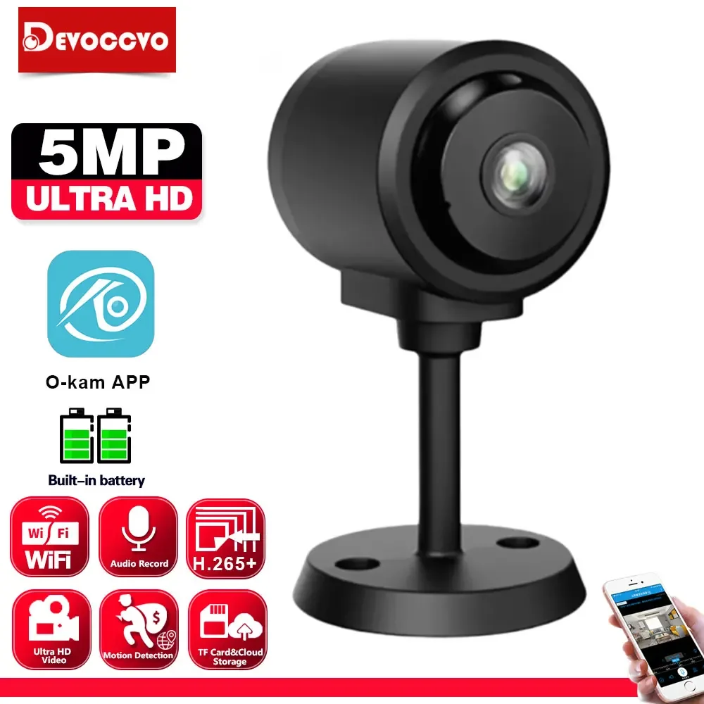 5MP Wifi Mini Sicherheit Kamera Indoor Outdoor IR Nachtsicht CCTV Netzwerk Überwachung Kamera Eingebaute Batterie Drahtlose Kamera Image