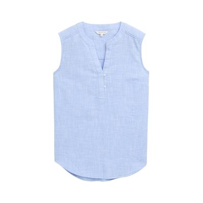 TOM TAILOR Damen Blusentop aus Baumwolle, blau, Uni, Gr. 46 Image