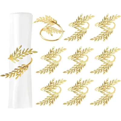 Gold Leaf Napkin Rings Fall Napkin Holder For Christmas Thanksgiving Wedding Dining Table Decor