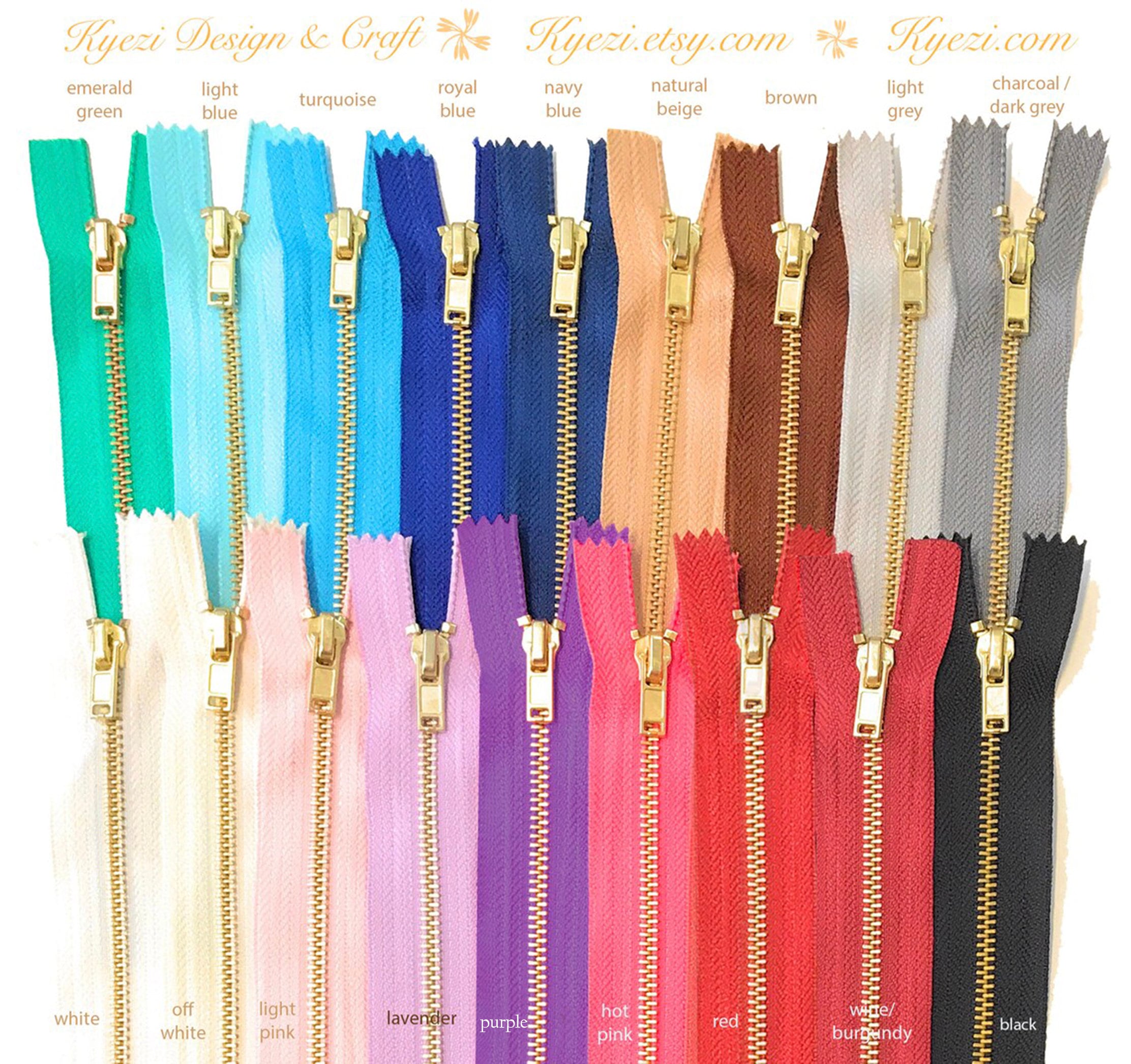 Cerniere in ottone con denti in metallo da 5 pollici da 3 a 50 pezzi - Rosa Blu Marrone Borgogna Grigio Nero Verde Naturale Rosa acceso Turchese Fucsi