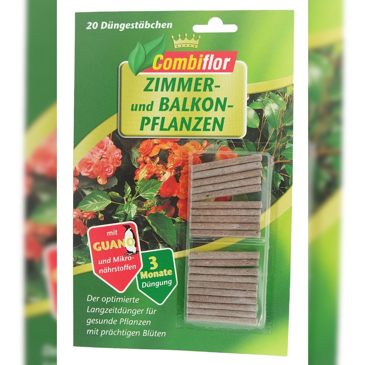 Combiflor Düngestäbchen Zimmerpflanzen Naturguano Düngestäbchen Zimmerpflanzen Balkonpflanzen 3 Monate Langzeitwirkung Dünger Pflanzenpflege Image
