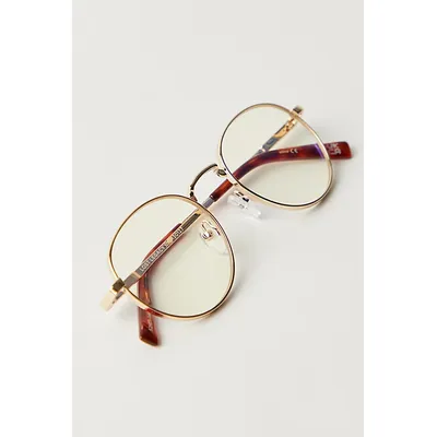 Le Specs Lost Legacy Blue Light Glasses at Free People in Bright Gold