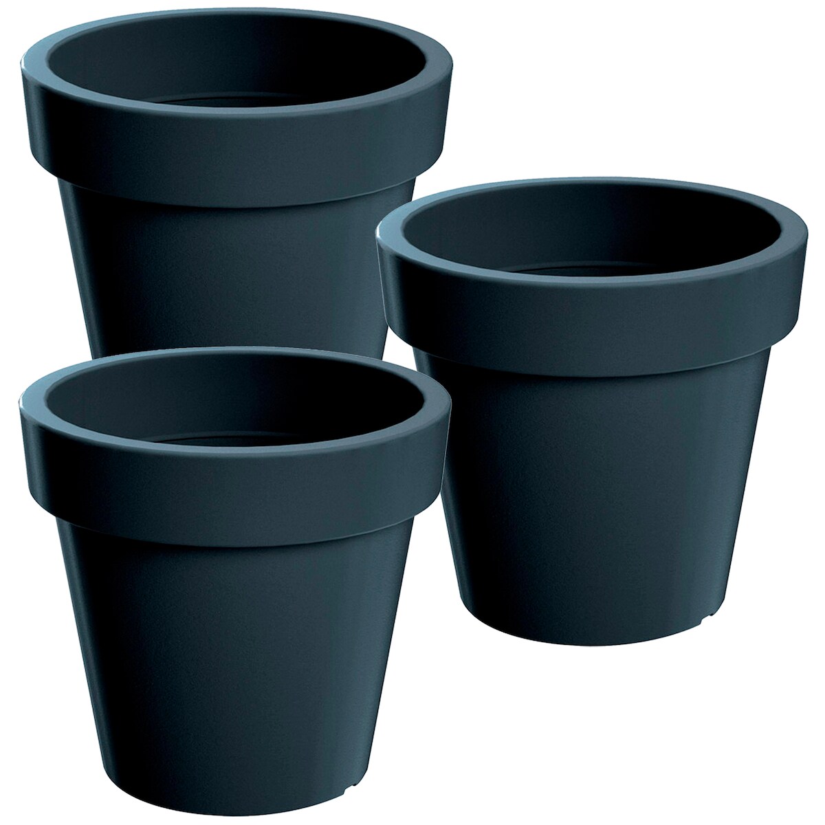 WellHome - Set 3 Pflanztöpfe 6,7L LOFLY Ø24,5 cm/Stück Farbe Anthrazit Image