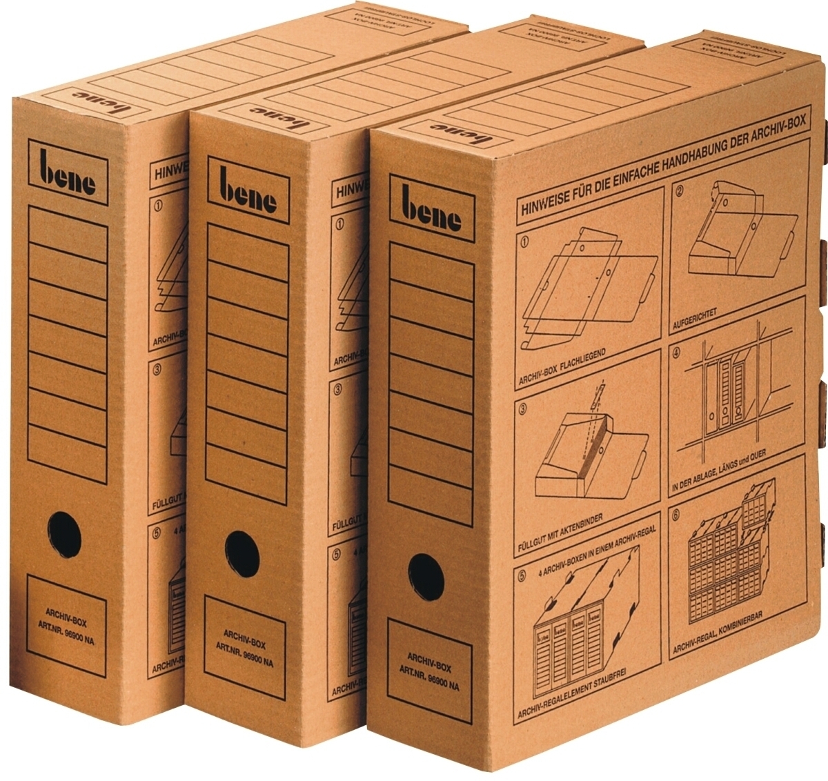 Bene Archivbox A4 80mm Wellpappe braun Packung mit 20 Stück Image