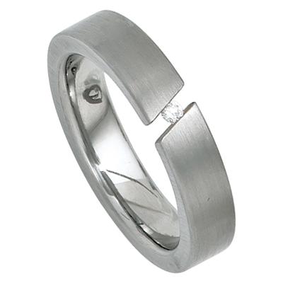 Diamantring JOBO Gr. 60, silber (edelstahlfarben), Fingerringe, Damen, 60, SI = kleine Einschlüsse, Diamanten-Edelstahl, Diamanten, Edelstahl, Edelstahl mit Diamant 0,03 ct. Image