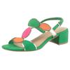 Sandalette MARCO TOZZI, Damen, Gr. 38, grün (grün kombiniert), Textil, Lederimitat, kontrastfarbene Details, elegant, Schuhe, Blockabsatz, Sommerschuh, Riemchensandale mit verstellbarer Schnalle