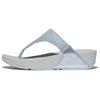 Zehentrenner FITFLOP "LULU SHIMMERLUX TOE-POST SANDALS", Damen, Gr. 41, blau (hellblau), Textil, Synthetik, Glitzer, modisch, Schuhe, Keilabsatz, Sommerschuh, Schlappen in schimmernder Optik