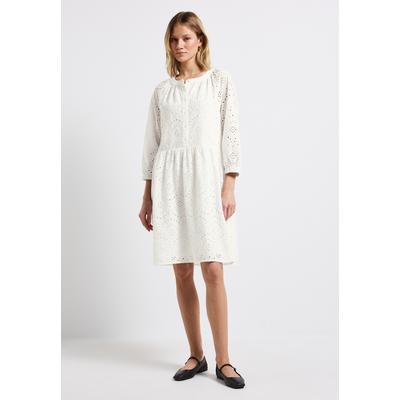Tunikakleid STREET ONE, Damen, Gr. 38, EURO-Größen, weiß (sanftes weiß), Web, Stoff, Obermaterial: 100% Baumwolle; Unterkleid: 100% Modal, unifarben, casual, comfort fit normal, Rundhals, 3/4-Ärmel Bündchen, Kleider, mit Rundhalsausschnitt Image