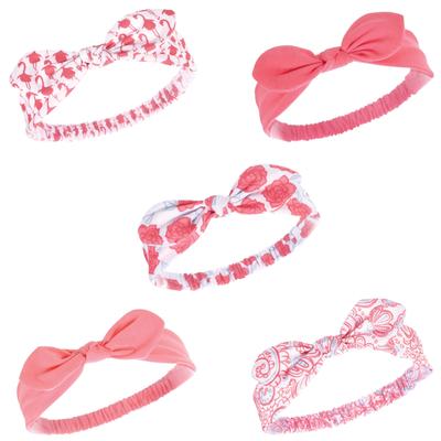 Hudson Baby Infant Girl Headbands 5pk, Flamingo, 0-24 Months - Flamingo