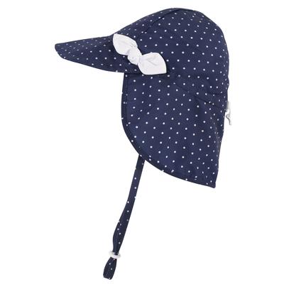 Hudson Baby Infant Girl Sun Protection Hat, Navy Dot
