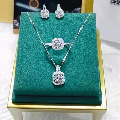 TEMU 4pcs Women Jewelry Set Earrings Necklace Ring Women's Style, Elegant And Luxurious Style, Exquisite Women's Gift Image