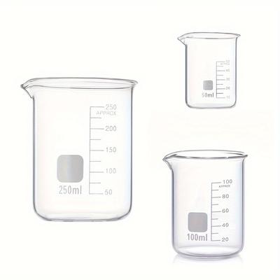 TEMU 3pcs Glass Beaker- Graduated Measuring Cup For Laboratory And Research, 1.69oz/3.38oz/8.45oz Image