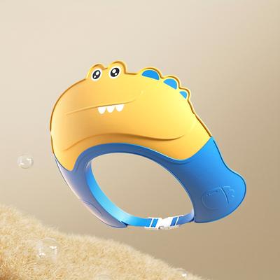 TEMU Cute Dinosaur Baby Shower Cap Shield With Adjustable Strap - Soft Pink Bath Visor Hat For Protection, Fun For Infants & Toddlers 0-9 Years Old Image