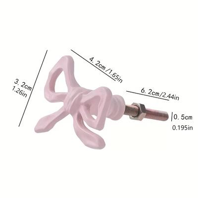 TEMU 1pc Elegant Pink Bow Metal Drawer Knob - Antique Alloy Finish, For Home Decor, Ideal For Cabinets & Dressers, Dresser Knobs|decorative Knob|antique Image