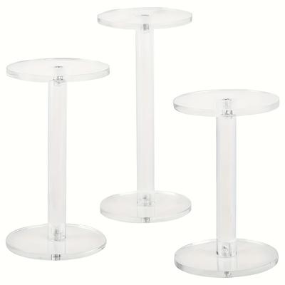 TEMU 3pcs Acrylic Display Stand Set, Round Transparent Desktop Organizer, Organizer For Cosmetics And Jewelry, Suitable For Home And Store Use Image