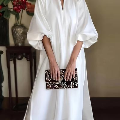 TEMU Zhaocai Strictly Solid Color Dress Image