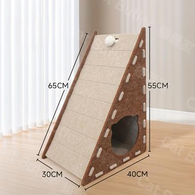 TEMU Extra-large, Durable, Non-shedding L-shaped/triangular -one Cat Scratching Board And Felt Cat Bed, A Multifunctional Tool For Cats To Sharpen Their Claws, Designed As Pet Furniture. Image