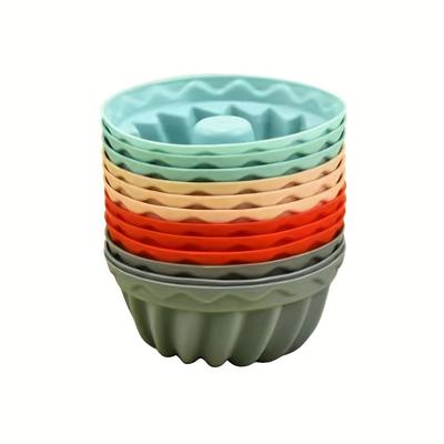 TEMU 12pcs Silicone Mini Brownie Baking Cups - , Heat Resistant, Reusable Cake Molds For Cupcakes And Desserts - Halloween, Christmas, Easter, Valentine's, Day Image