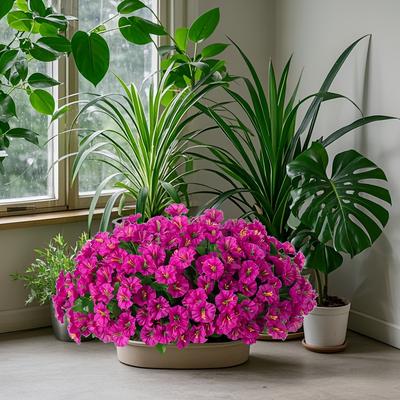 TEMU Pack Of 4 Artificial Pendants, Uv-resistant Plastic Flower Decorations For Outdoor Front And Spring/ Garden Patio Decor. Suitable For Day, St Image