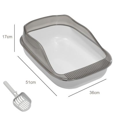 TEMU Large Semi-enclosed Cat Litter Box With Pedal & Free Scoop - Pp Plastic, Easy To Clean, Indoor Cats Under 15kg, White, Extra Large Cat Litter Box Image