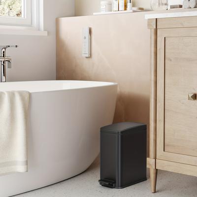 TEMU Songmics Bathroom Bin, 5l Small Bin With Lid, Pedal Toilet Bin, Slim For Small , Steel, Soft Close Image