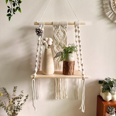 TEMU Bohemian Wall Hanging Shelf, Plant Ornament Display Rack, Suitable For Living Room And Bedroom Decoration Image