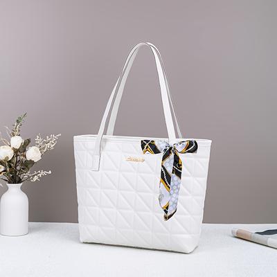TEMU A Large Capacity Tote Bag For Women Featuring And Design With Lettered Hardware And Scarf Accessories. Image