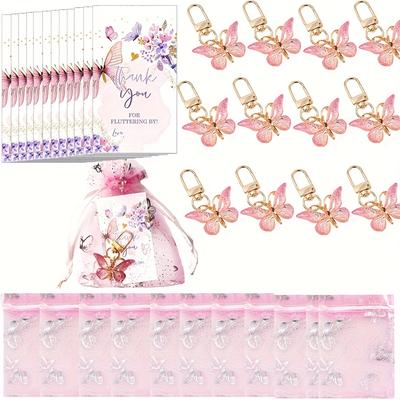 TEMU 36pcs Baby Shower Party Favors, 12pcs Pink Keychains, 12pcs Thank You Cards And 12pcs Organza Bags, Gender Reveal Party, Birthday, Wedding, Christmas Party, Perfect Gift For Theme Birthday Party Image