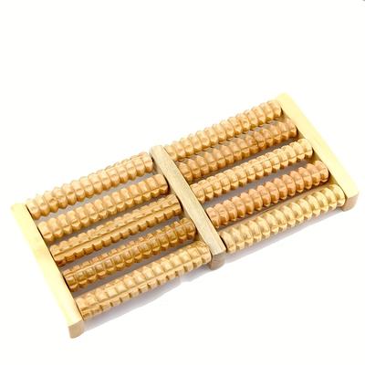 TEMU 1pc Wooden Foot Massager With Acupressure Roller - Ergonomic, Comfortable Wood Design For Foot And Toe Relaxation, Ideal For Home Spa Or Office Use, Natural Wood | Natural , Foot Car Image