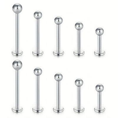 TEMU 20pcs 16g Simple Flat Helix Cartilage Tragus Earrings Retainer 6-14mm, Lip Rings Labret Studs, Classic Helix Studs For Women, For Daily, Party, Festival Vacation Image