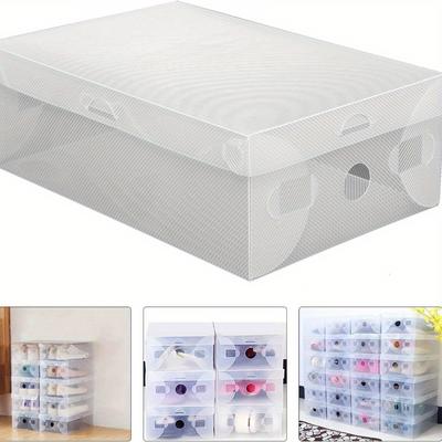 TEMU Pack Of 20 Transparent Shoe Box Organiser Stackable Shoe Storage Foldable Shoe Boxes Plastic Shoes Storage Box Image