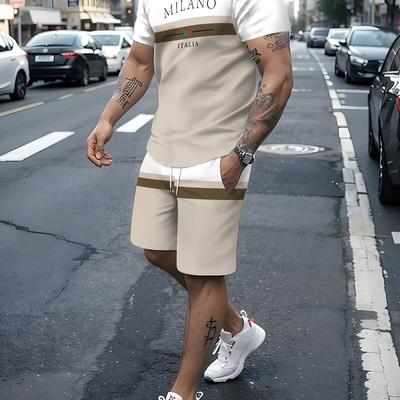 TEMU 's Fashion Short Sleeve Sports Shorts Outdoor Suit Image