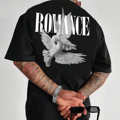 "TEMU Men's "" Graphic T-shirt - Black Casual Short Sleeve Crewneck, Breathable Summer Top With White , Comfortable Polyester Fabric For Casual Attire" Image