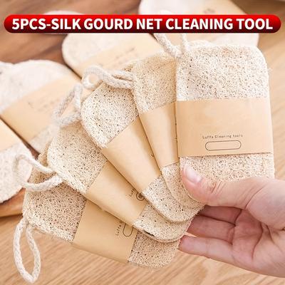 TEMU 10pcs/5pcs/1pc - Double-layer Natural Loofah Sponges For Kitchen Cleaning, Biodegradable, Suitable For Kitchen Use. Image