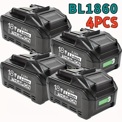 TEMU 4pcs/ 2pcs Bl1860b 18v 8000mah Battery For Makita 18v Lithium-ion Battery Compatible With Bl1830 Bl1840 Bl1840b Bl1850 Bl1860 Bl1860b 194204-5 -400 With Led Display Image