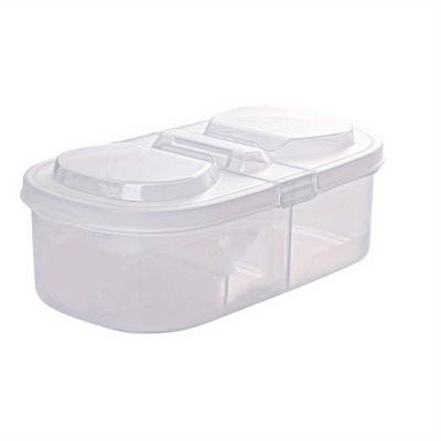 TEMU 1pc Double-compartment Food Storage Container With Lid, Bpa-free Plastic Refrigerator Organizer For Cheese, Butter, Fruits, And Vegetables, Food-safe Fresh-keeping Box For Kitchen Use Image
