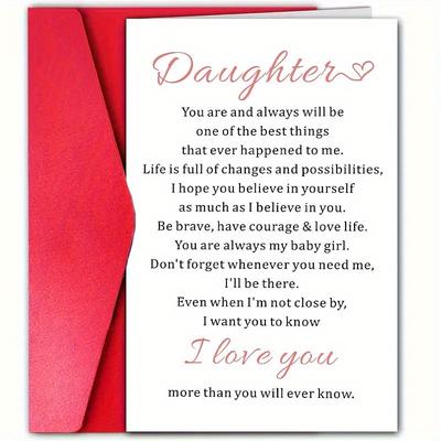 "TEMU 1pc, "daughter, Thing " Birthday Greeting Card, 12cm*18cm, High-quality Paper, With Envelope, For Family, Son & Daughter, Girlfriend & , Birthday Decoration, For All" Image
