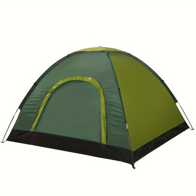 TEMU Portable 4-person Outdoor Tent: Spring, Summer, And Fall , Suitable 14+, Zipped Closure, Glass Fiber Frame, Polyester Fabric Image