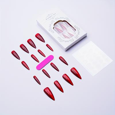 TEMU 24pcs Long Stiletto Red Cat Eye Tip Acrylic Press On Nails Xxl Perfectly False Nails Set, : 1pc Jelly Glue And 1pc Nail File, Cat Eye Nails For Women And Life And Rave Party Use Image