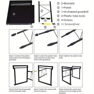 TEMU Expandable Microwave Oven Rack: Countertop Kitchen Storage For Utensils And Tableware, Carbon Steel Shelf With 3 Hooks Image