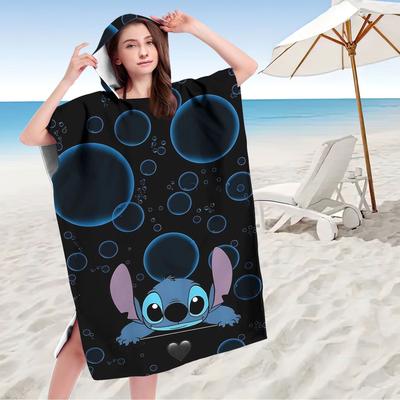 TEMU 1pc Oversized Beach Towel Robe Wrap Poncho - Quick-dry Microfiber, Vibrant Character Design, Wearable Towel For Beach, Swimming, Poolside Lounging & Themed Decor, Beach Towel, Quickdry Fabric Image