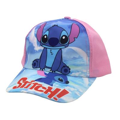 TEMU Stitch Cartoon Print Baseball Cap - Breathable Mesh Back, Sun Protection, Adjustable Snapback For , Spring/summer Casual Wear, Blue/pink/black, Cute Ca Image