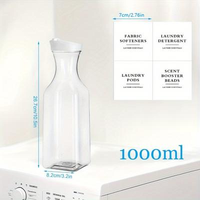 TEMU A Laundry Detergent Dispenser, A 33.81-ounce Square Container For Laundry Powder, A Plastic Softener Dispenser, A Container, A Fragrance Booster Jar With 4 Labels, And A Laundry Room Organizer. Image