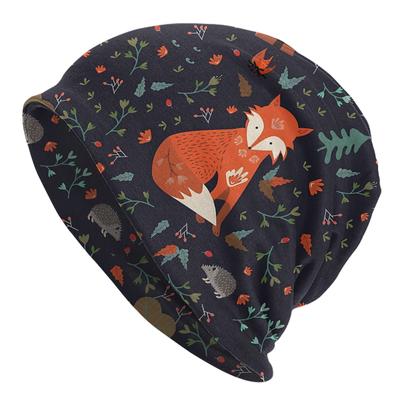 TEMU Camping Skull Cap - Unisex Hip Hop Beanie Hat With & Fox Design, Blue, Soft Warm Winter Hat For Outdoor Activities, Casual Wear, Fashionable Novelty Accessory, Pattern, , Quality Image